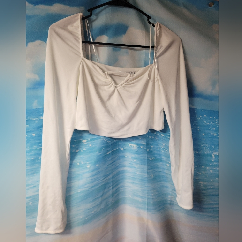 Zara Elegant White Women's Crop‎ Top Size Large